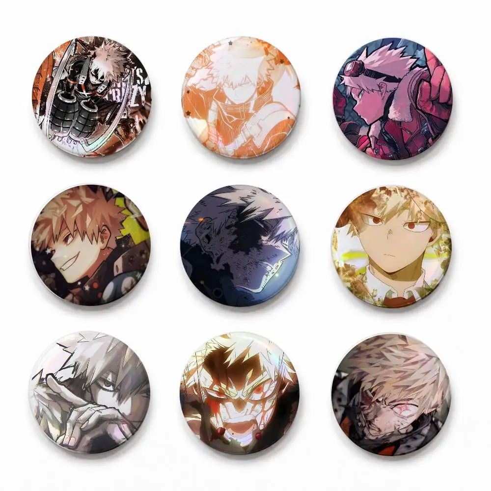 A-Bakugo Katsuki Round Button Badge Pin Set Anime Cartoon Game Music Cool Fashion Brooch For Backpack Clothes Hat