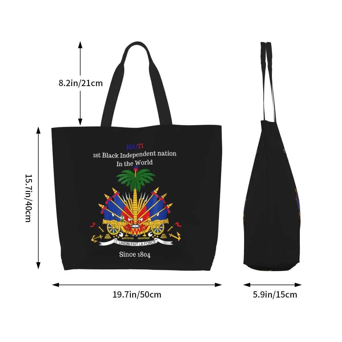 Haitian Flag Great For Independence Day Celebration Shopping Tote Bag Canvas Shoulder Bags Shopper Grocery Handbag for Women