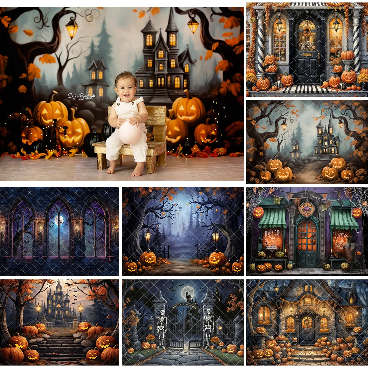 

Enchanted Halloween Photography Backdrop Wicked Witch Cottage Haunted Castle Photo Background Cake Smash Photo Studio Props