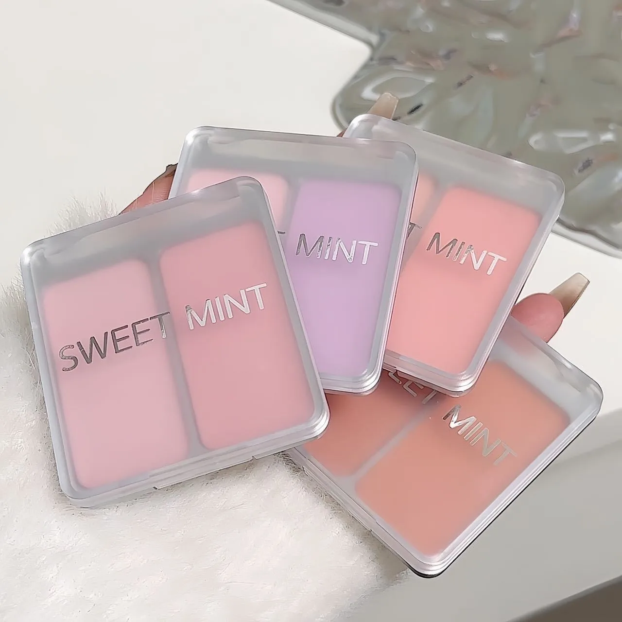 Two-tone Blush Powder Palette Natural Matte Brighten Skin Blusher Milk Peach Pink Purple Apricot Rubor Rouge Korean Dupes Makeup