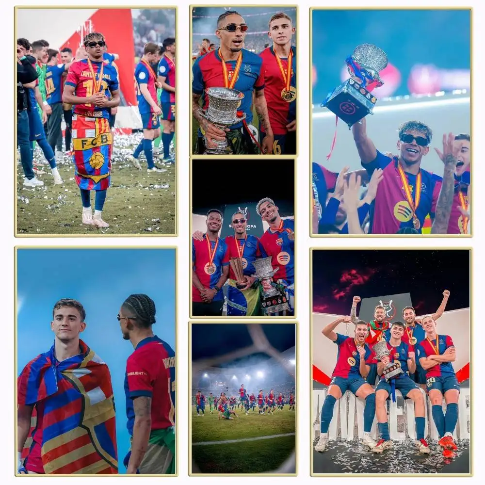 1PC FC Barcelona wins the title poster Self-adhesive Art Waterproof Paper Sticker Coffee House Bar Room Wall Decor