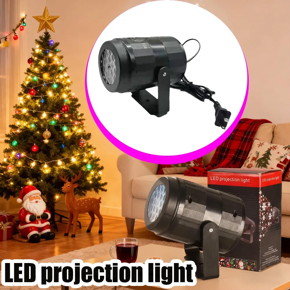 

Dynamic Snowflake Projector LED Christmas Rotating Stage Light White Snow For Outdoor Party Bedroom Ceiling Wall Decor 1 Pcs