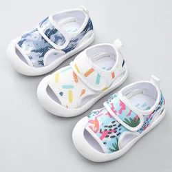 Sandales en maille coordonnantes pour bébé, chaussures d'été pour tout-petits, chaussures astronomiques souples pour bébé, 0-1-3 ans, chaussures pour bébé fille