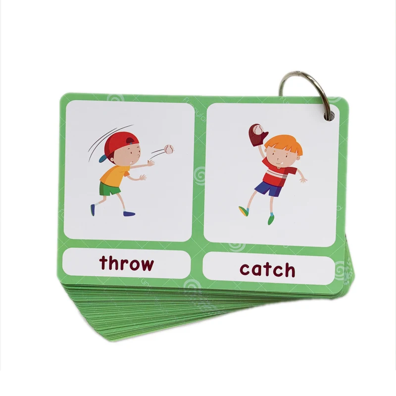 100 مجموعة أضداد البطاقات التعليمية بطاقات المفردات الإنجليزية مونتيسوري تعلم ألعاب تعليمية للأطفال لعبة الذاكرة Livres