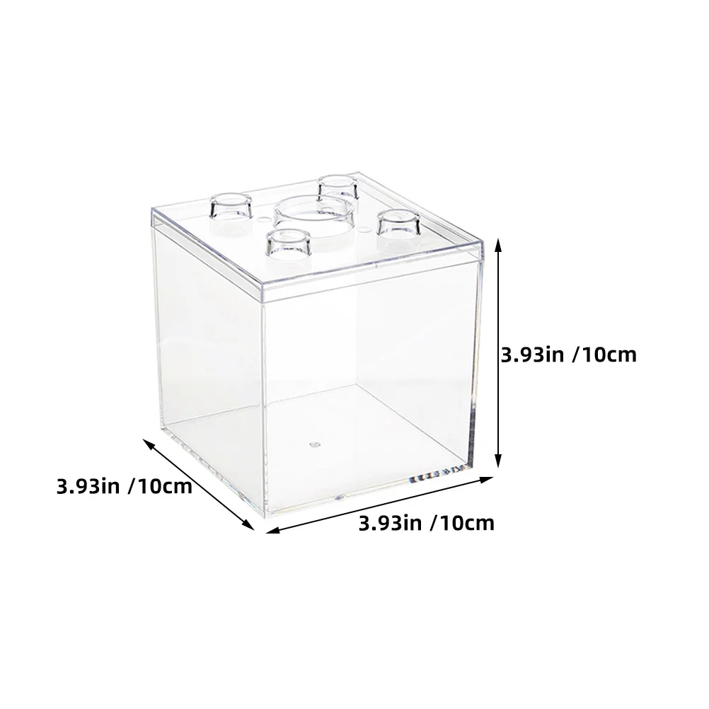 2Pcs Clear Plastic Box Set Square Storage Cubes for Craft Supplies Candy Jewelry Minimalist Design Easy Access Transparent