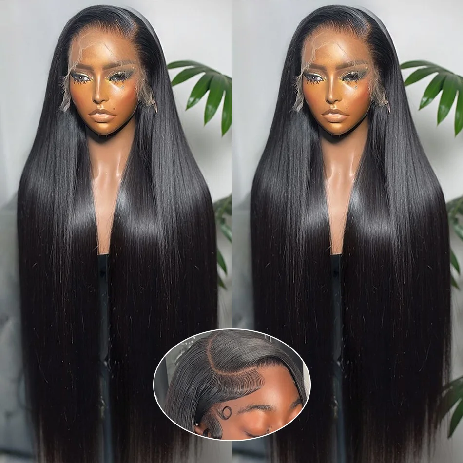 

13X6 Hd Lace Frontal Wig Straight Human Hair Wigs 30 40 Inch Lace Front Wigs 250 Density Brazilian Hairs For Women Natural Black