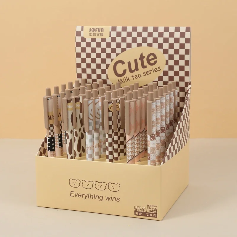 

36PCS ST head Bubble tea press Rollerball pen student office stationery