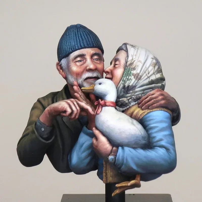 1/12 Scale Resin Bust Assembled Model Kit Old Man and Duck Love Statue Hobby Miniature Toys Unassembled Unpainted Free Shipping