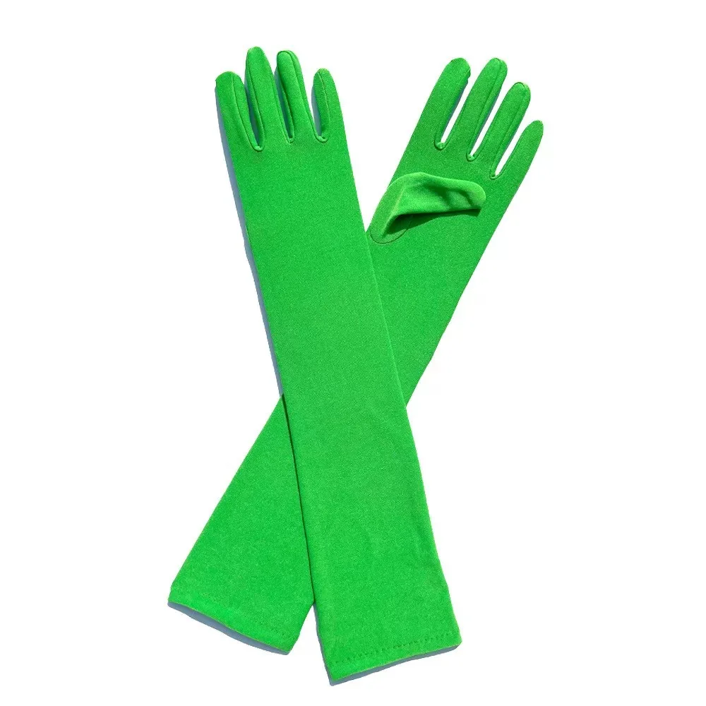 

Green Women Long Gloves Sunscreen Driving Gloves Festival Dance Cosplay Gloves Mittens Party Gloves