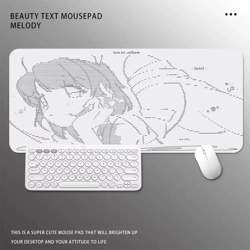 Pixel Line Angel Cute Large Gaming Mouse Pad | Art Design Cartoon Creative E-Sports Keyboard Mat for Computer Desk Accessories
