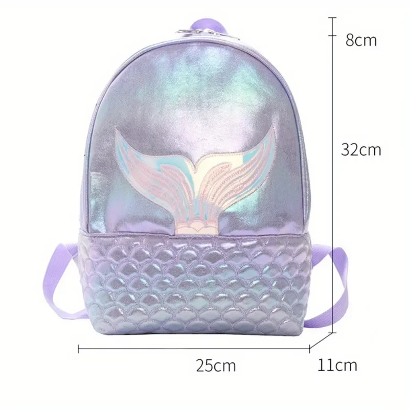 Shiny Mermaid Children and Girls Large Capacity Backpack Kawaii Beautiful Laser Bright Embroidery Student Travel Laser Backpack