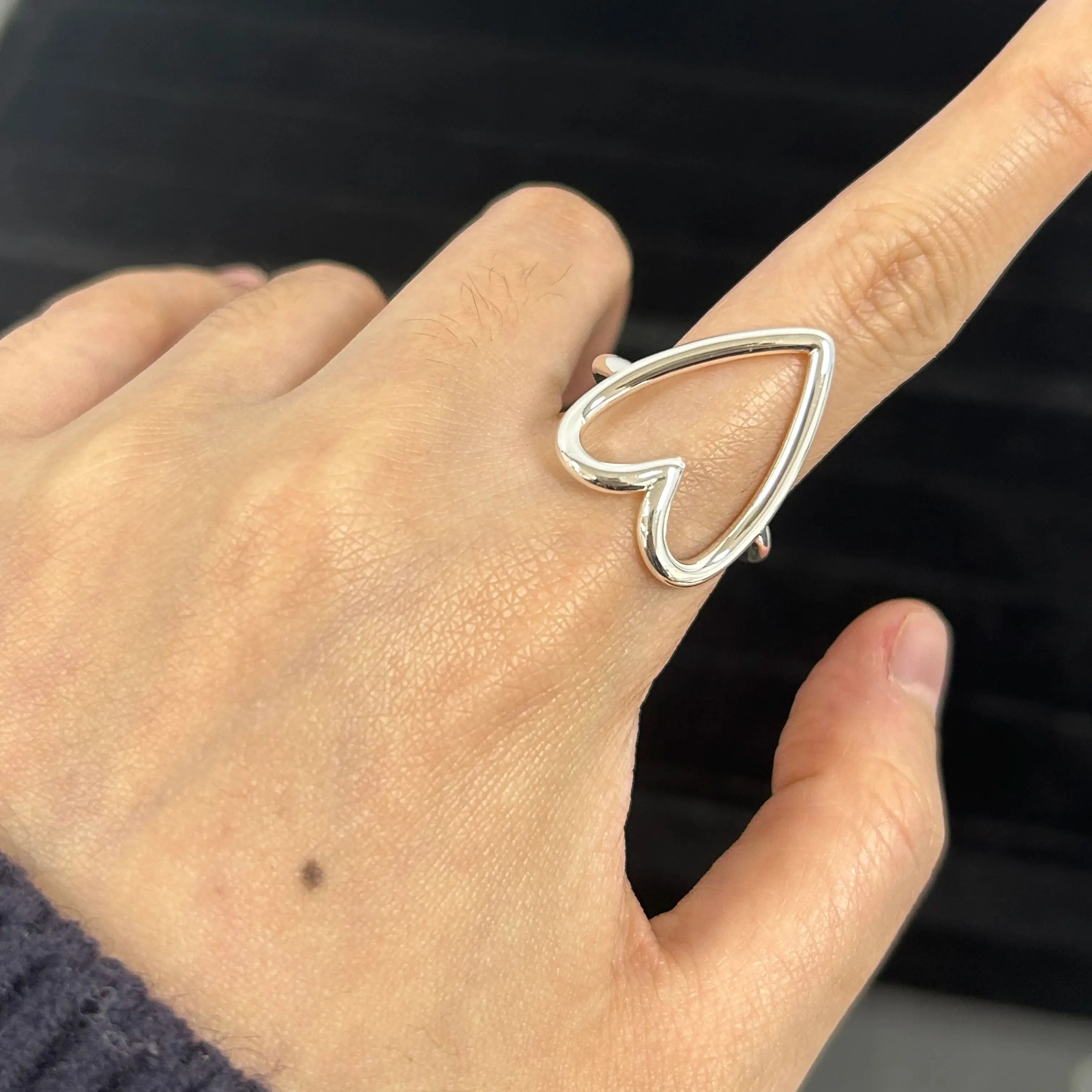 925 Sterling Silver Open Heart Love Ring Punk  Irregular Geometric For Women Girl Jewelry Gift Dropship Wholesale