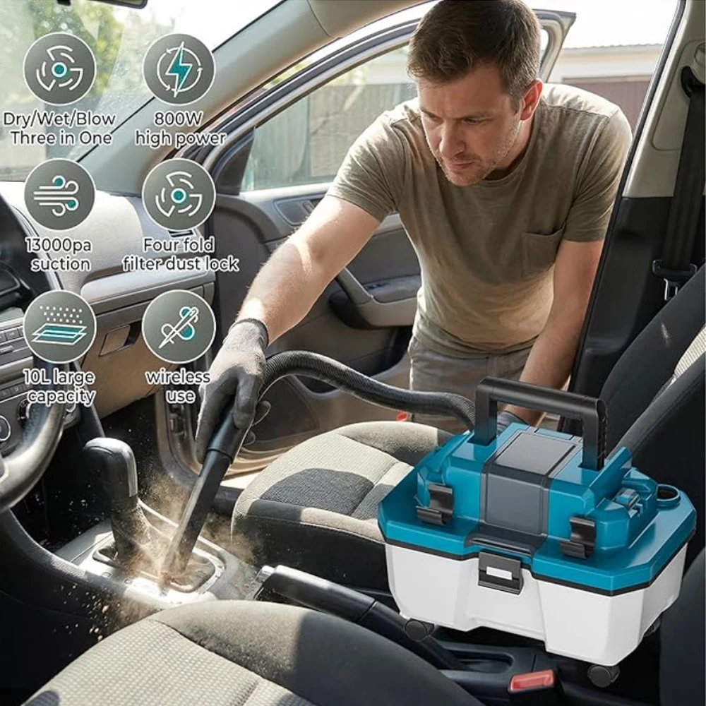 Cordless Brushless Multi-Functional Wet Dry Blow Vacuum Cleaner for Makita 18V Lithium Battery, for Home Garage Car Workshop