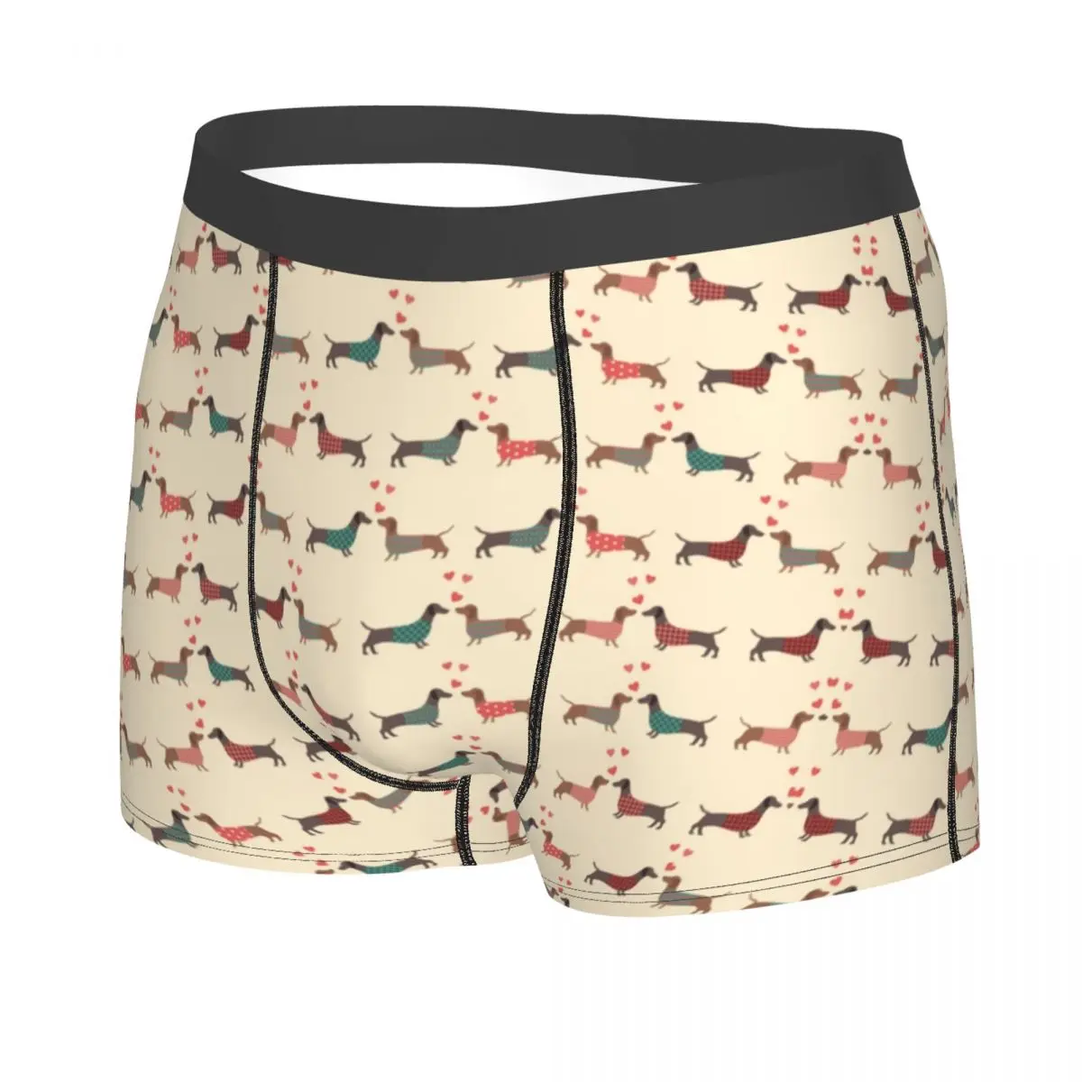 Custom Couple Dachshund Dog Pattern With Heart Boxers Shorts Mens Sausage Badger Dackel Puppy Briefs Underwear Cool Underpants