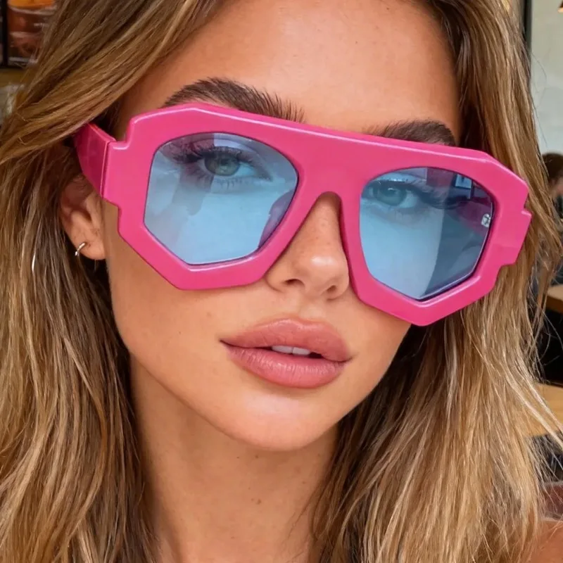 Irregular Square Candy Color Sunglasses for Women New Fashion Black Pink Gradient Uv400 Sun Glasses Men Punk Shades Outdoor