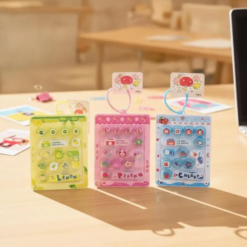 Cute 14 Keys Anti Stress Keycaps Keyrings Funny Mini Keyboard Accessories Fidget Stress Relief Toy for Kids Birthday Party Gift