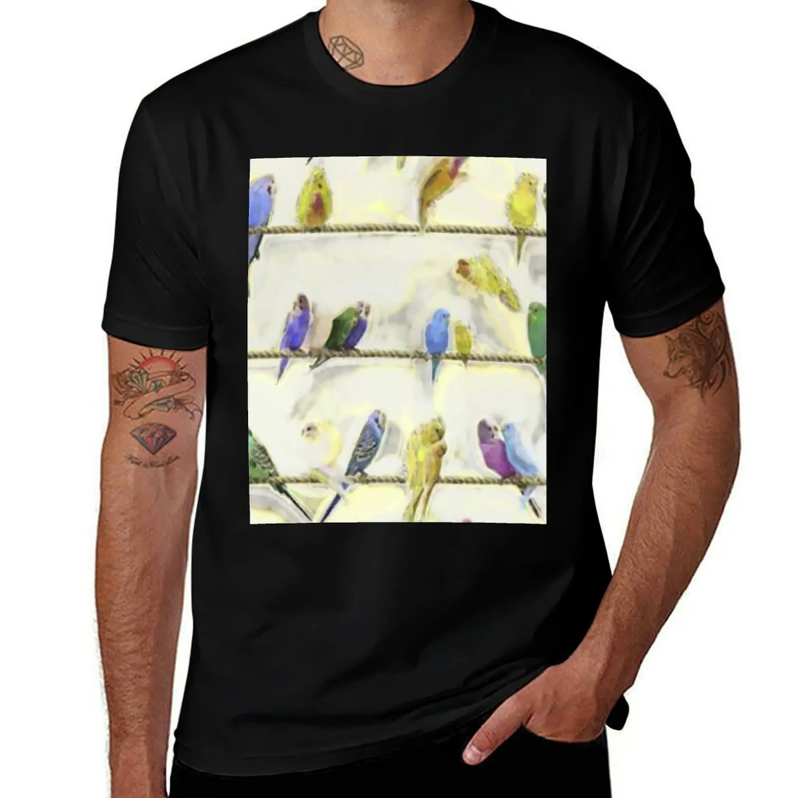 grass parakeets T-Shirt Classic Crew Neck Cotton T-Shirt