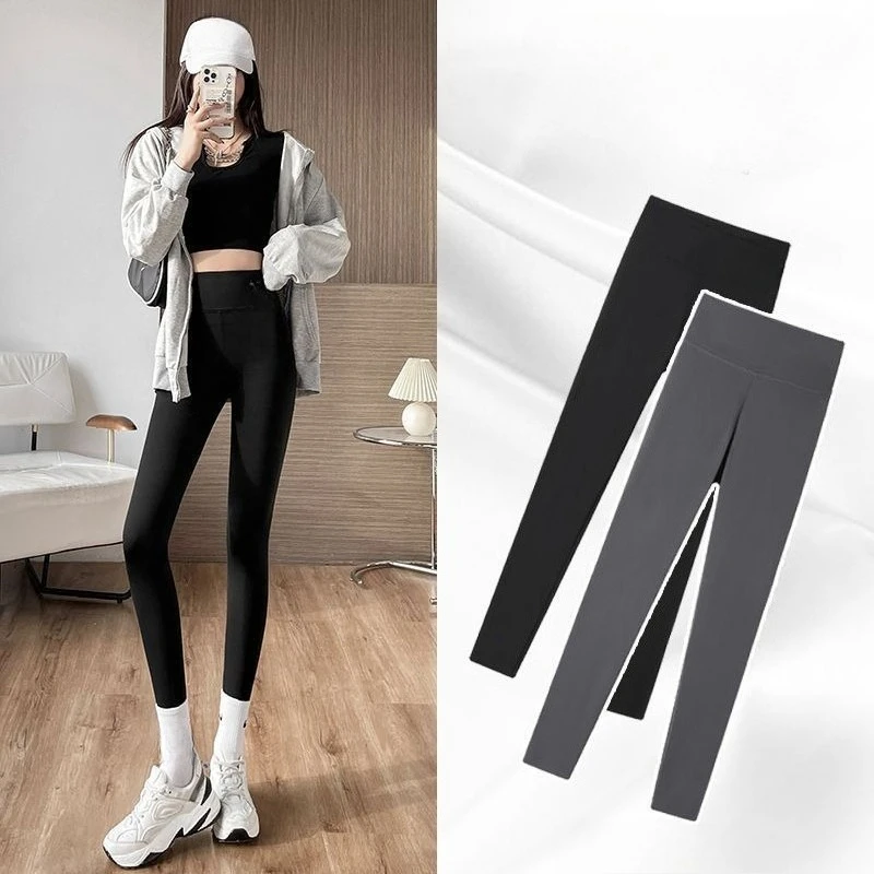 상어 바지 여성 두꺼운 양가죽 하이 웨이스트 요가 양털 및 루즈 피팅 기본 바지 가을 겨울 패션 개성