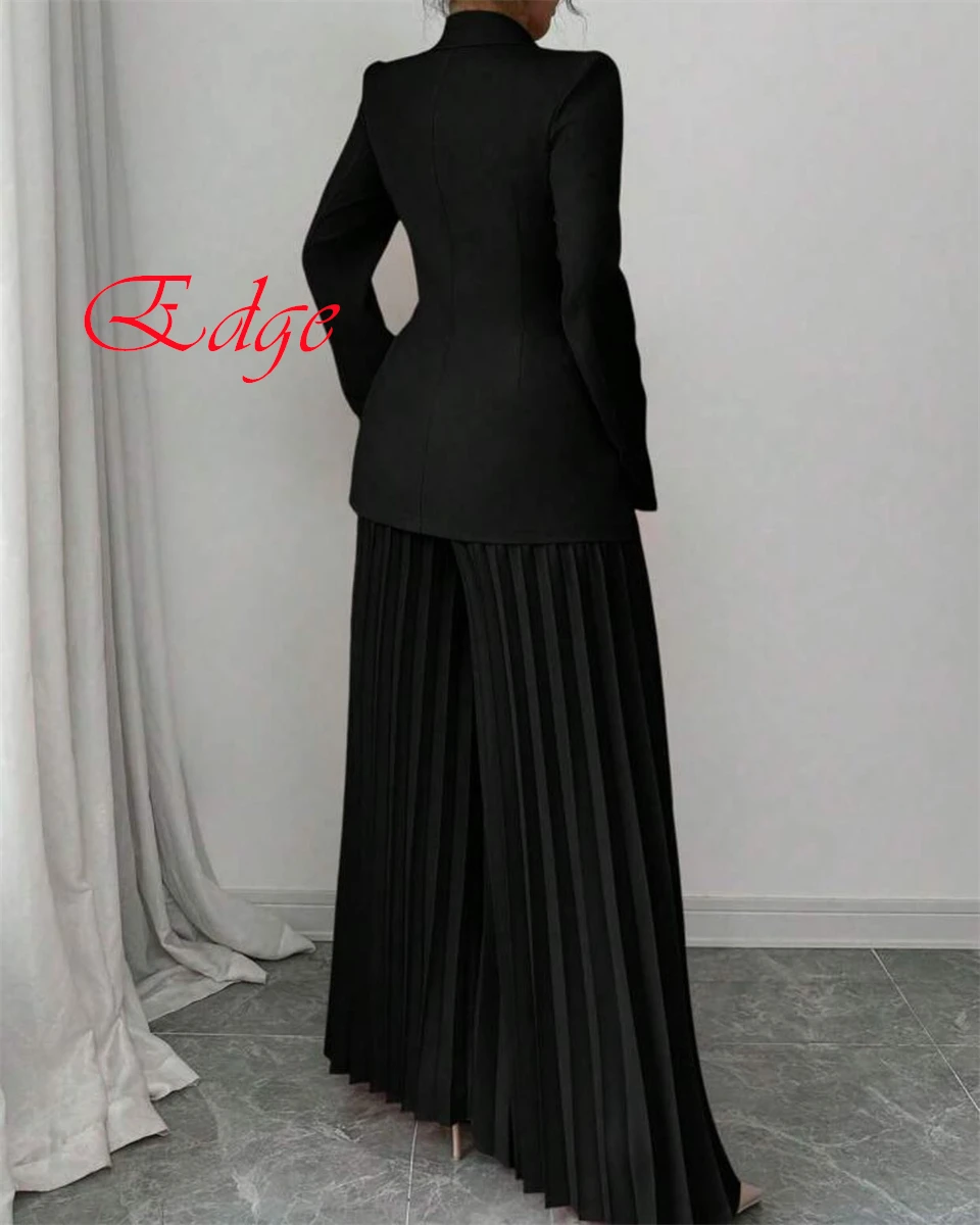 Robe de soirée en Jersey noir, tempérament personnalisé, haute qualité, décolleté en v profond, manches longues, boutons, traîne de balayage, robe de soirée