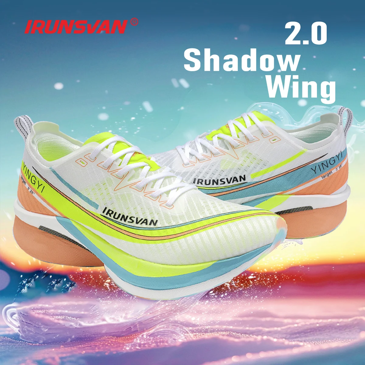 

IRUNSVAN Shadow Wing 2.0 PRO Running Shoes Marathon Full Palm Black Gold Carbon Plate Sports Shoes Shockproof Men's