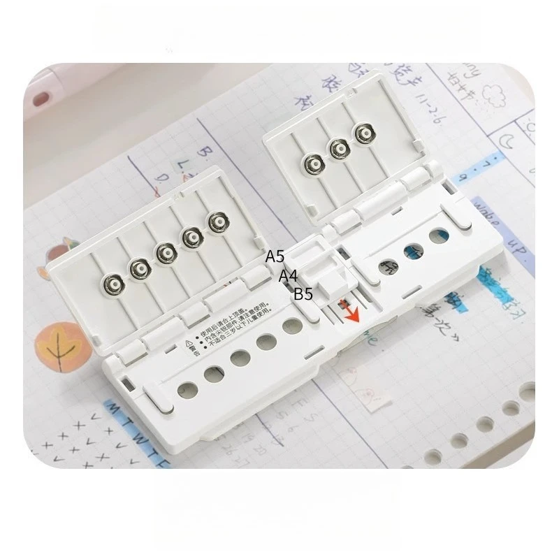 Mini Push Style 8-Hole Loose Leaf Puncher Portable Manual Hole Punch Machine for Notebook Paper Binding