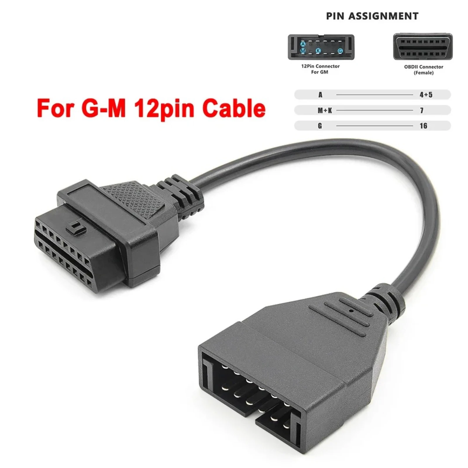 JieYuan  For GM 12Pin OBD2 Extension Cable OBD to OBD2 16Pin Connector Adapter OBD 2 OBD2 Car Diagnostic Auto Tool