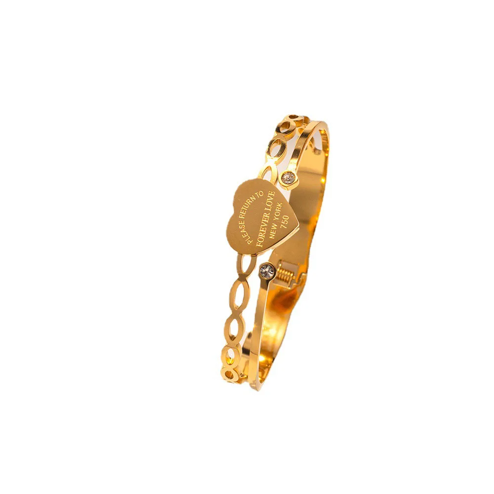 

Creative letters love heart stainless steel gold plated 18K bracelet for women, high quality waterproof gold bracelet accessorie