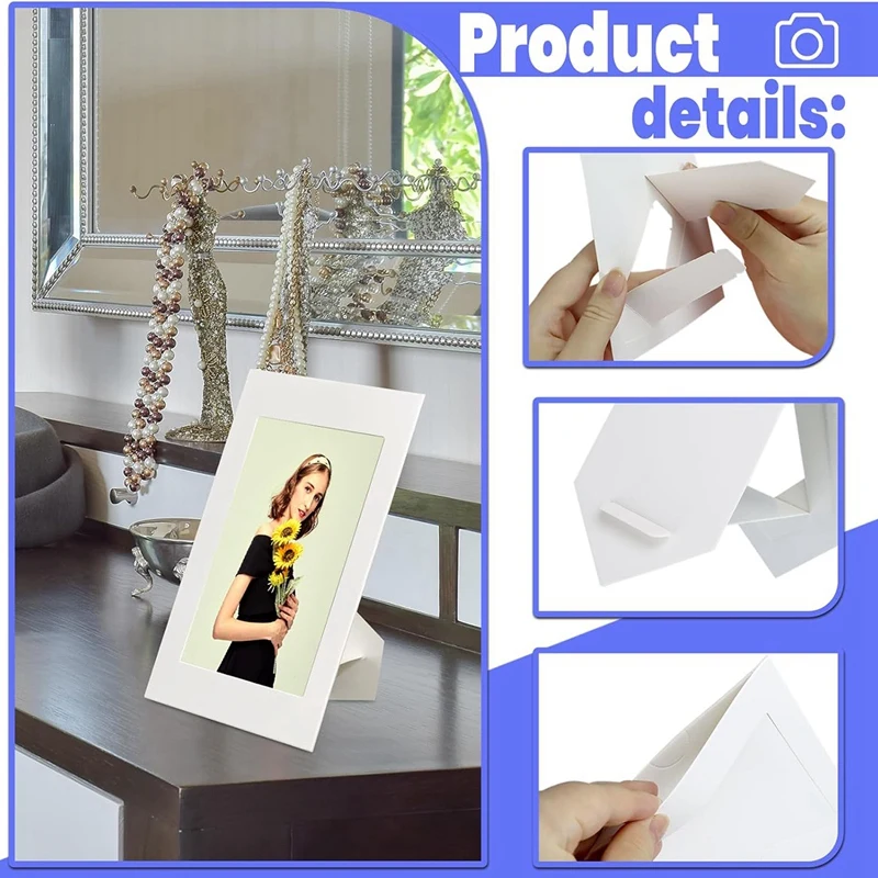 30 Pack Standing White Cardboard Photo Frames For 4 X 6Inch Photos,  With Easel DIY Crafts Frame