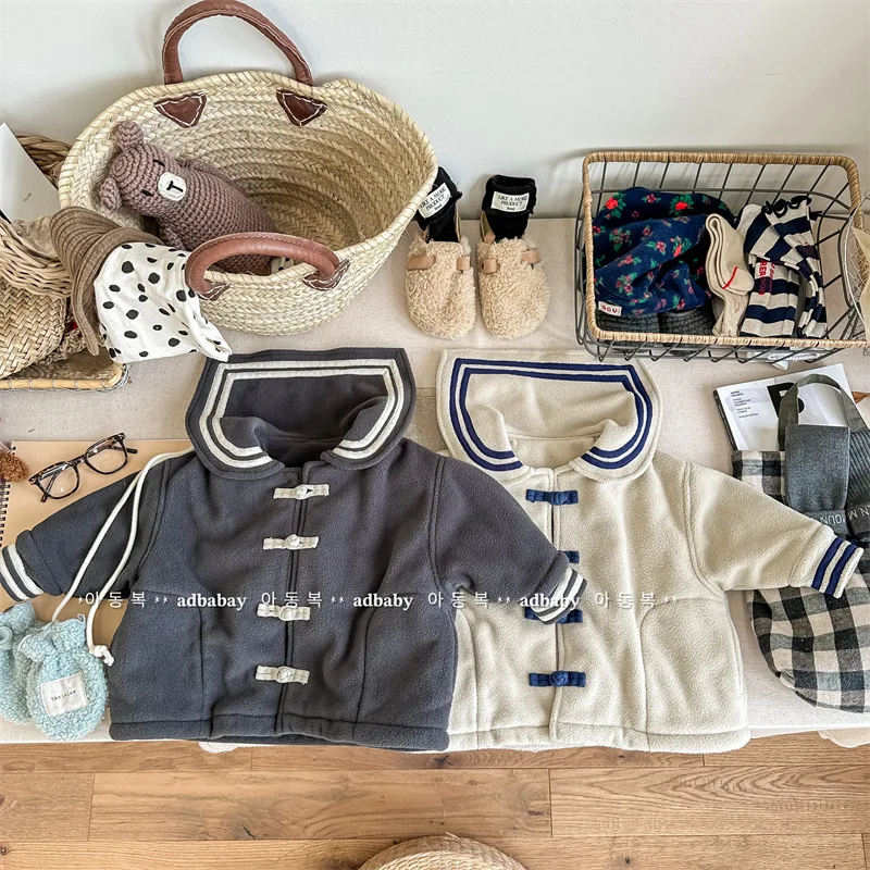 

2026 Kids Winter Clothing Children Korean Style Coat Baby Girl Winter Jacket Cozy Fleece Lined Outerwear Toddler Warm Coat