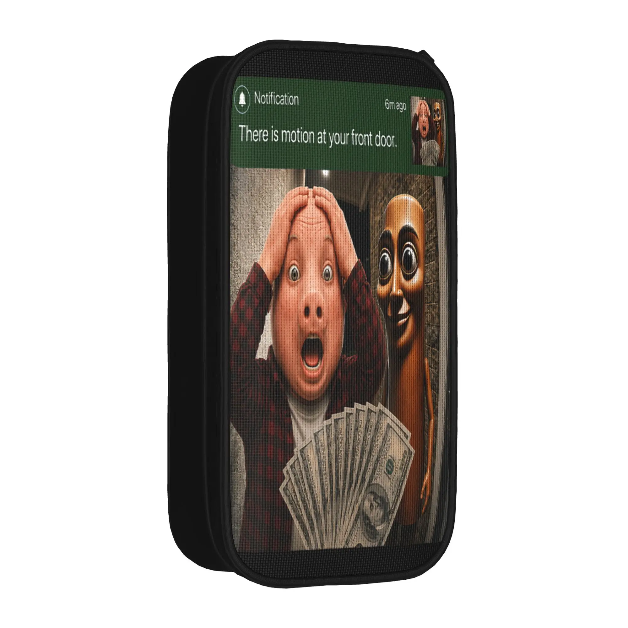 Tung Tung Sahur John Pork Motion at Your Front Door Pencil Case Canvas Pencil Box Boy Girl Fashion College School Pencil Cases