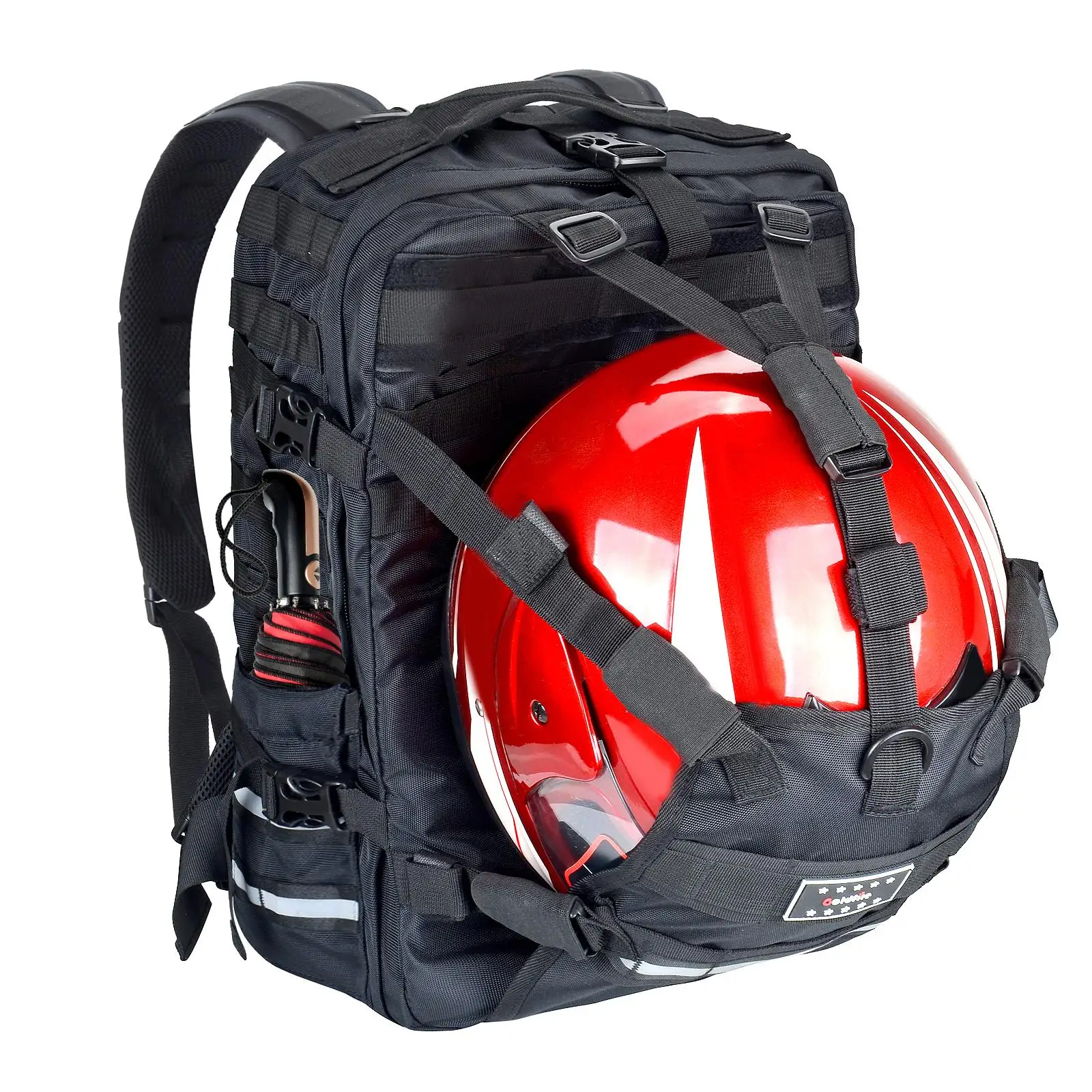 Motorbike s Backpack, Expandable Luggage Storage Large Capacity Holder, for Soccer Traveling for Men Women Black