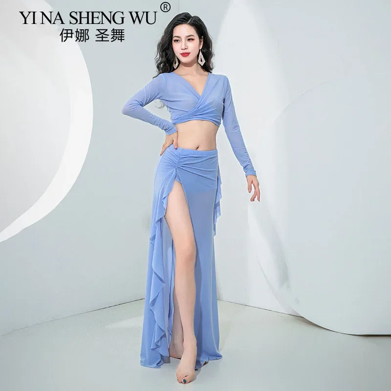 

Костюмы для танца живота, женская одежда для занятий танцем живота, костюмы для восточных танцев, групповая униформа, комплект из 2 предметов для женского сценического наряда