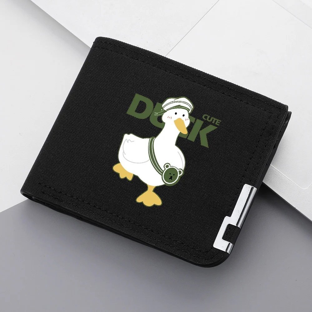 Herren-Geldbörse mit mehreren Kartenfächern, Metallrand-Druckdesign, Canvas-Material, Reißverschluss, Münzfach, ultradünne Geldbörse
