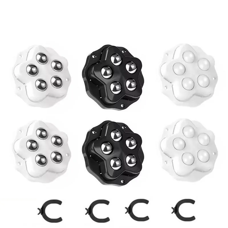 4Pcs Brake-operated Self Adhesive Caster,Heavy Duty 5 Beads Load-bearing,Universal 360° Rotating Wheel,No Noise Furniture Pulley