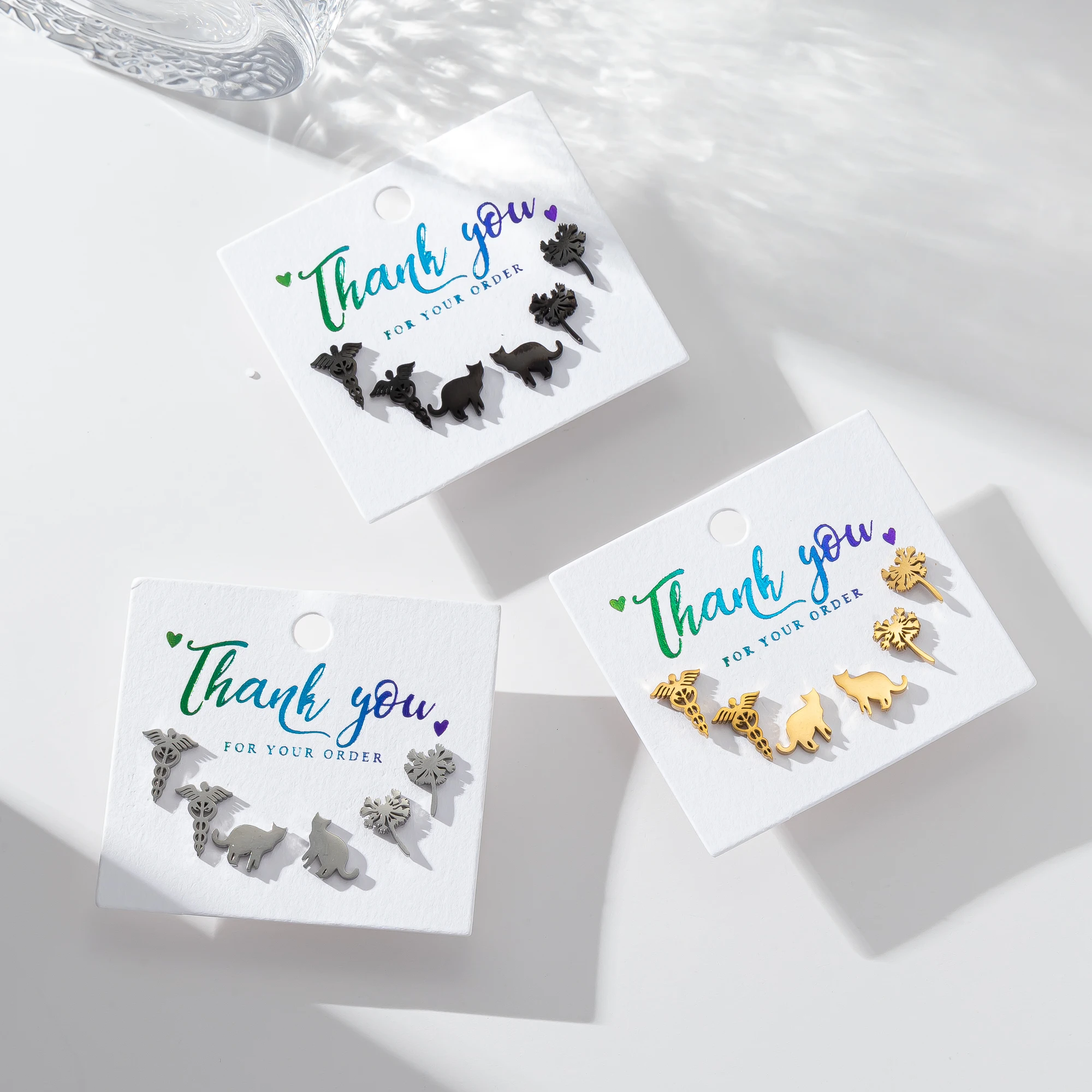 3Pairs/Set Stainless Steel Medical Pattern Snake Stud Earrings Fashion Jewelry Protection Gift for Women