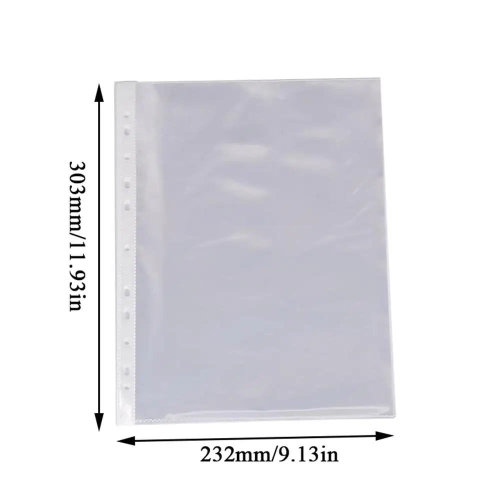Tasche per file A4 a 11 fori Buste per raccoglitori trasparenti 100 pezzi Tasche perforate in plastica trasparente Cartelle File Documenti Protezioni per fogli
