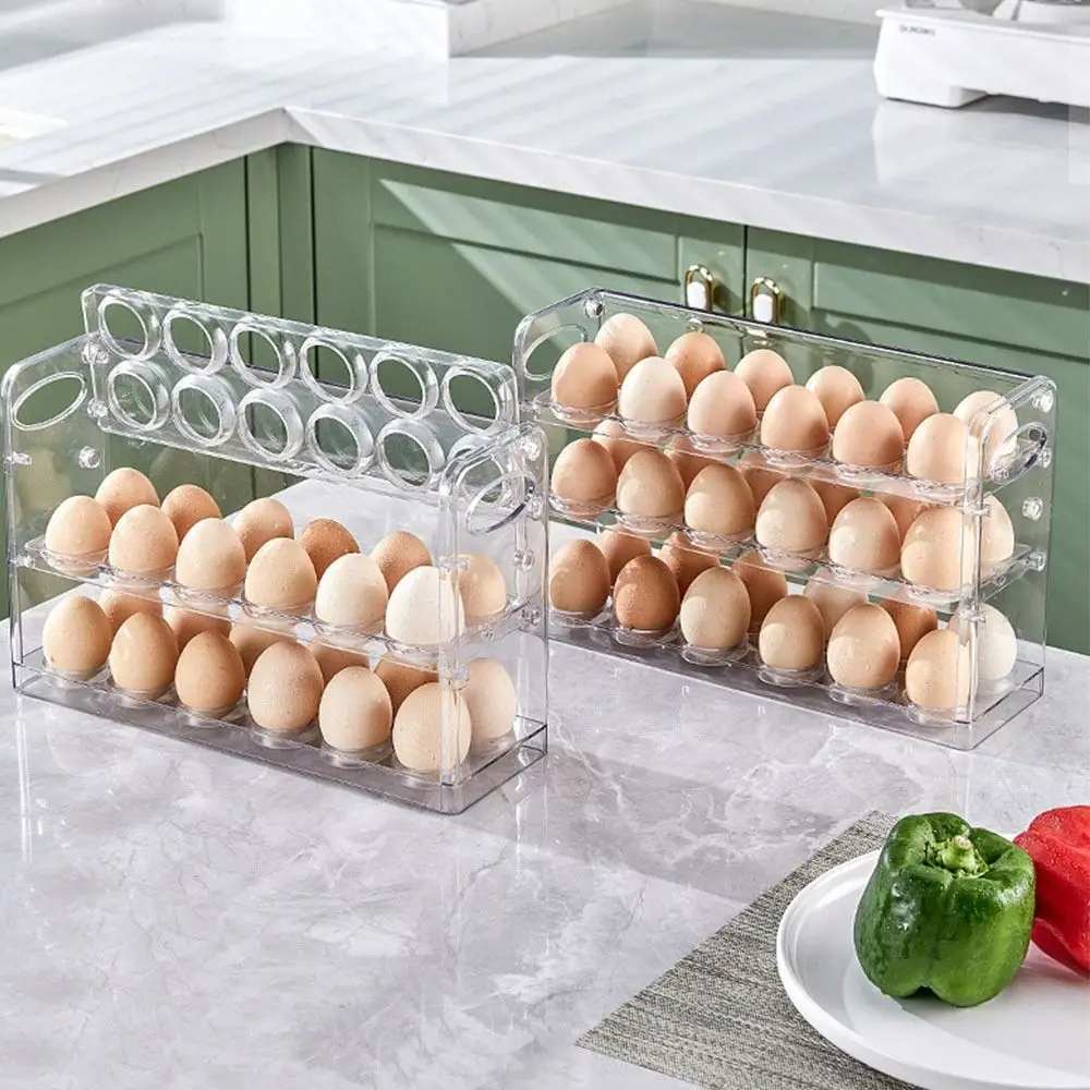 

Fresh-Keeping Egg Storage Box Large Capacity Transparent Egg Container Plastic Automatic Turning Egg Holder Support
