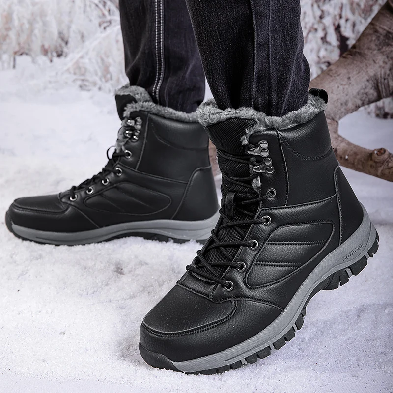 High Top Winter Men Snow Boots new Windproof Waterproof Shoes Super Warm Plush Men\'s Boots Outdoor Male Hiking Boots Work Shoes