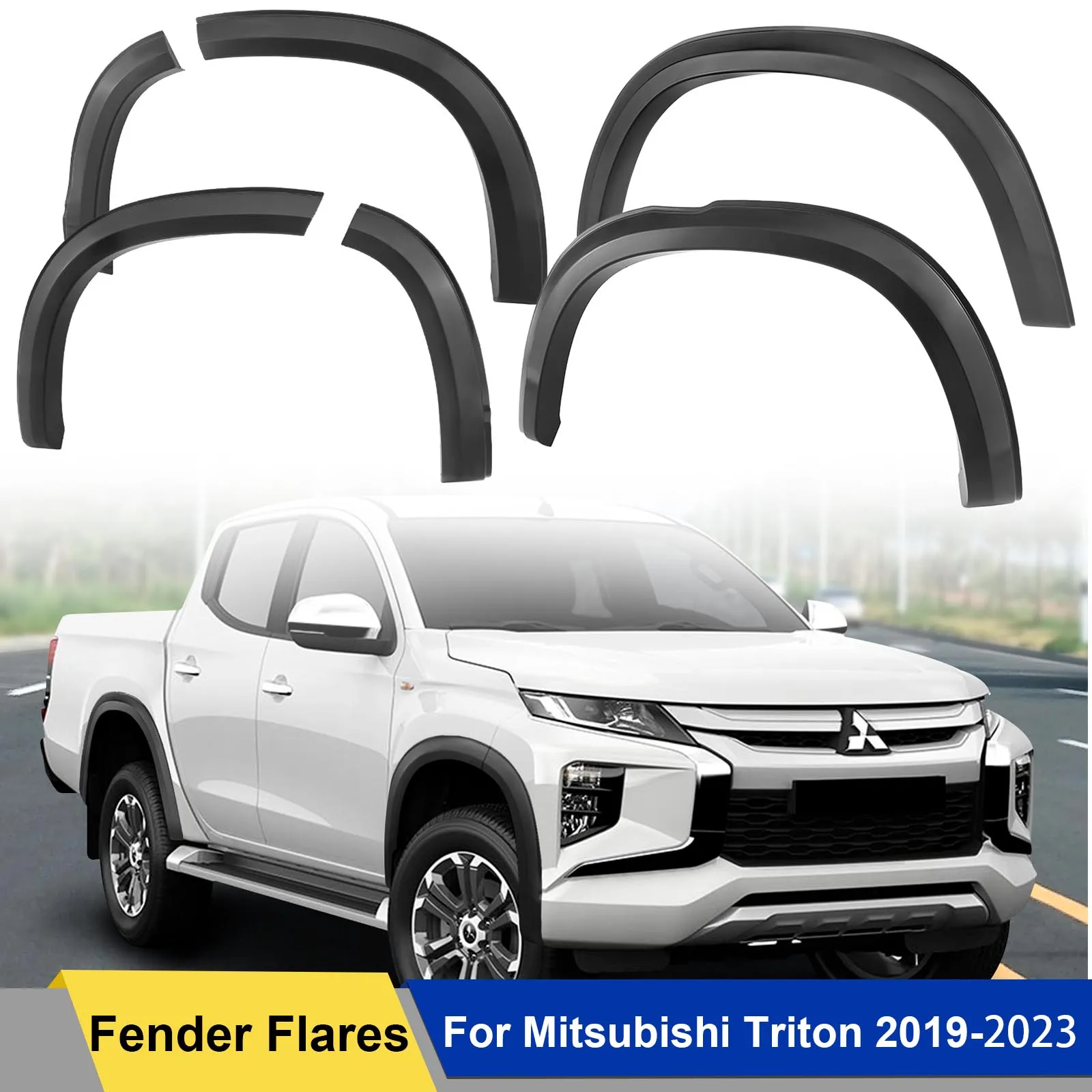 Matte black Slim Fender Flares For Mitsubishi Triton 2019 2020 2021 2022 2023  Wheel Arch Mudguards Guard Protector 6PCS/SET