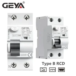 GEYA B Type RCCB Residual Current Circuit Breaker DC ELCB 2P 4P 40A 63Amp 30mA 100mA 300mA Type B 6KA RCD