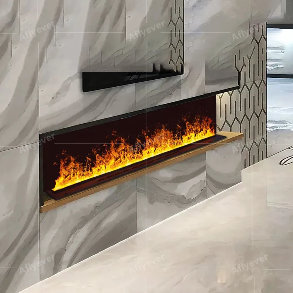 Intelligent 3D atomization fireplace core simulation flame TV decorative cabinet background wall embedded water mist fireplace