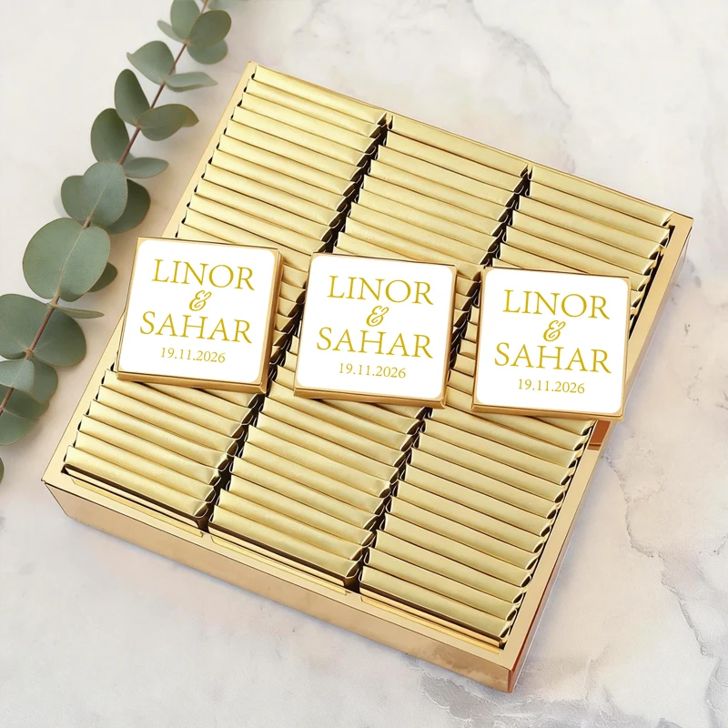 

50pcs Personalized Chocolate Label Wedding Chocolates Personalized Chocolate Stickers, Gold Foil Text Chocolate Label