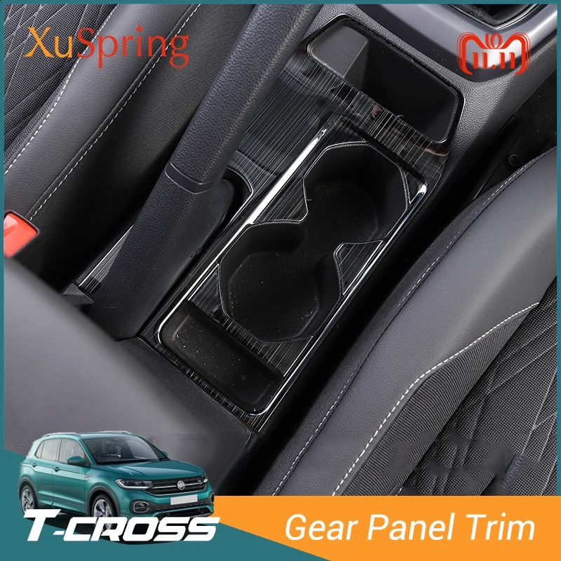 

For VW T-cross Tcross 2019 2020 2021 2022 LHD Car Console Gearbox CUP Panel Trim Frame Cover Sticker Strips Garnish Decoration