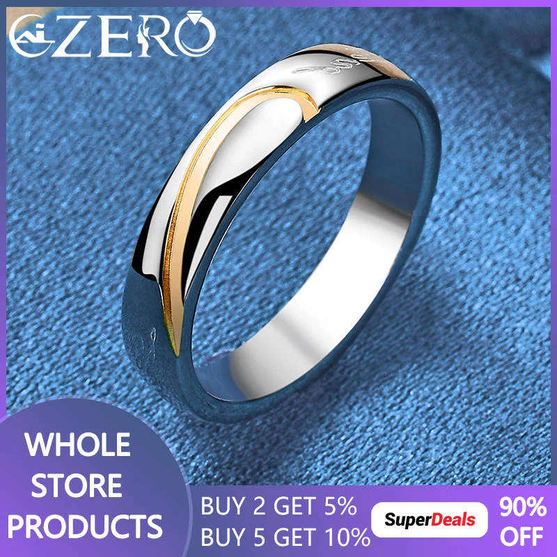 Hot Fashion 925 Sterling Silver Ring For Man Women Gold Line Simple Rings 7-10 Size Wedding Party Gift Trend Jewelry Accessories