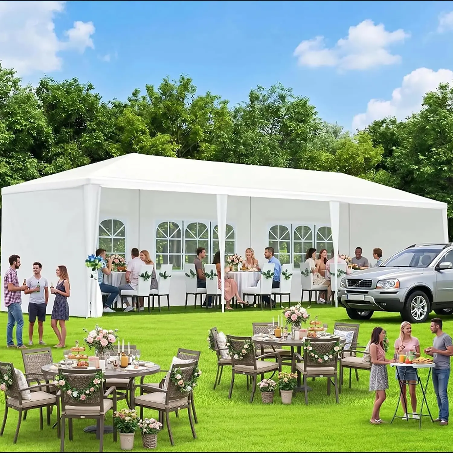 White 10x30FT Heavy Duty Canopy Tent for Wedding Party, Customized