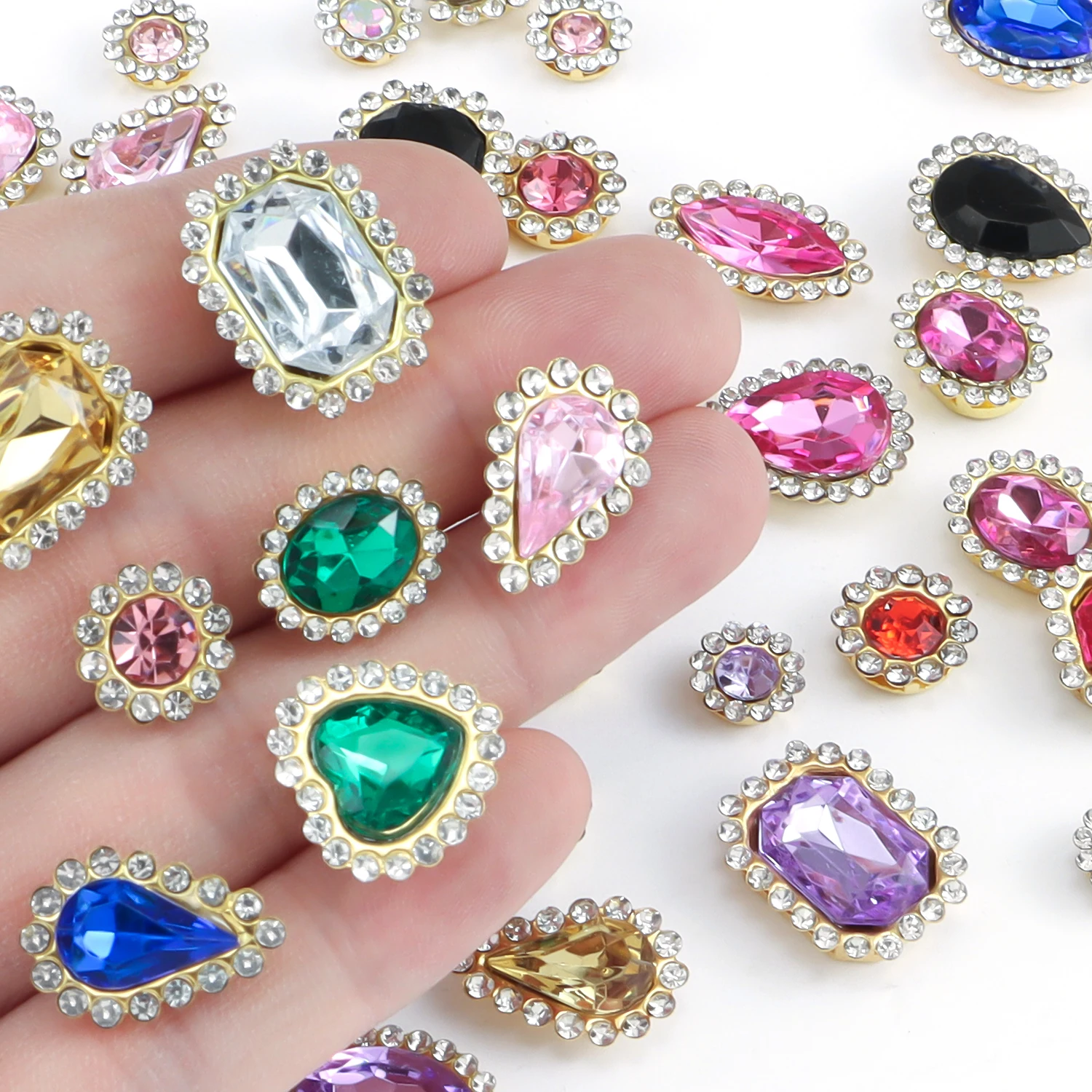Mixed Size Sunflower Sewing Claws, Artificial Diamonds Crystal Glass Beads Buttons Gemstones Artificial Diamonds
