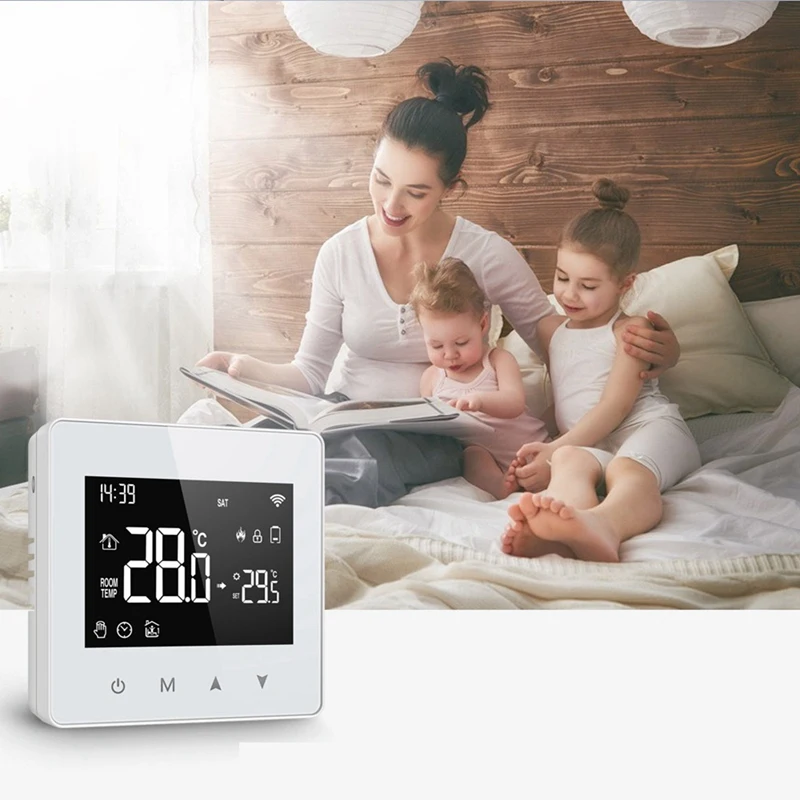 Tuya pengatur suhu baterai rumah pintar, termostat Wifi, pengontrol suhu untuk Boiler Gas bekerja dengan asisten suara ABS