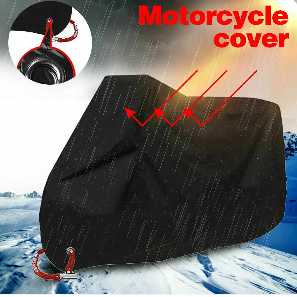 3XL Motorcycle Cover Waterproof Heavy Duty For Winter Outside Storage Snow Rain Motor Covers