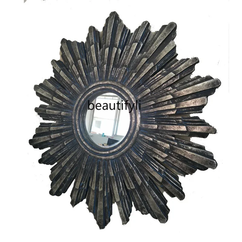 

XZXEuropean American retro round country wall mirror hotel KTV wall mirror porch decorative mirror
