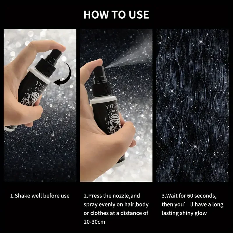 Spray glitter ad asciugatura rapida-Spray glitter ad alta lucentezza per labbra, occhi, trucco viso-Spray glitter per costumi da discoteca per feste di Halloween
